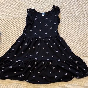 Black Butterfly Print Kids Dress